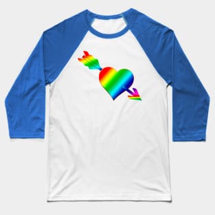 Rainbow Heart pierced with an arrow Baseball T-Shirt